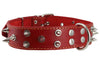 Dogs My Love Real Leather Red Spiked Dog Collar Spikes, 1.6" Wide. Fits 19"-23" Neck, Large Breeds