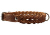 Genuine Leather Braided Dog Collar 17"-21" Neck, 1" Wide, Brown