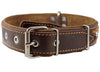 Genuine Leather Braided Studded Dog Collar, Brown 1.6" Wide. Fits 19"-24" Neck, Large.