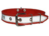 Genuine Leather Reflective Dog Collar 20" Long 1" Wide Red Fits 14"-17.5" Neck