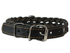 Genuine Leather Braided Dog Collar 17"-21" Neck, 1" Wide, Black