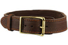 Genuine Leather Dog Collar, Rolled Leather Handle Brown