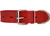 Genuine Tooled Leather Dog Collar Floral Pattern Red 3 Sizes