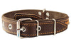 Genuine Leather Braided Studded Dog Collar, Brown 1.5" Wide. Fits 17"-22" Neck.