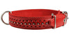 Genuine Leather Braided Studded Dog Collar, Red 1.5" Wide. Fits 17"-22" Neck size. Amstaff, Pitbull