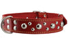 Genuine 1.6" Wide Leather Studded Dog Collar Fits 19"-23" Neck Large Breeds Rottweiler, Pit Bull