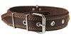 Genuine Leather Braided Studded Dog Collar, Brown 1.6" Wide. Fits 19"-24" Neck.