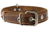 Genuine Leather Braided Studded Dog Collar, Brown 1.25" Wide. Fits 16"-20.5" Neck.