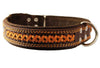 Genuine Leather Braided Dog Collar, Brown 1.5" Wide. Fits 17"-22" Neck.