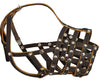 Real Leather Cage Basket Secure Dog Muzzle - Great Dane, Saint Bernard (Circumf 18.5", Snout 4.7")