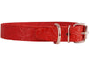 Genuine Tooled Leather Dog Collar Floral Pattern Red 3 Sizes