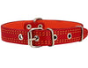 Genuine Leather Dog Collar Padded Red 3 Sizes