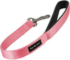 Short Dog Leash Padded Handle Wide Nylon Traffic Lead 22" Long Pink