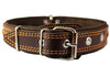 Genuine Leather Braided Dog Collar, Brown 1.5" Wide. Fits 17"-22" Neck.
