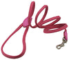 Dogs My Love 4ft Long Round Genuine Rolled Leather Dog Leash Pink