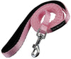 Dogs My Love 4ft Long Neoprene Padded Handle Nylon Leash 4 Sizes Pink