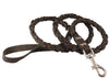 Round Fully Braided Genuine Leather Dog Leash, 4 Ft x 5/8" (15mm), Medium Breeds