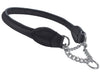 Rolled Genuine Leather Martingale Dog Collar Choker Black 7 Sizes