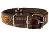 Genuine Leather Braided Dog Collar, Brown 1.5" Wide. Fits 17"-22" Neck.