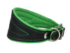 Real Leather Extra Wide Padded Tapered Dog Collar Glossy Black Saluki Deerhound Whippet Green