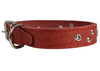 Genuine Leather Studded Dog Collar, Red, 1" Wide. Fits 13"-17.5" Neck Size
