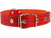 Genuine Leather Dog Collar Padded Red 3 Sizes
