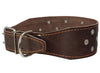 Dogs My Love 3" Extra Wide Genuine Leather Studded Brown Leather Collar 19"-23" Neck Large Breeds