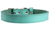 Genuine Leather Dog Collar Cyan 4 Sizes