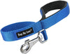 Short Dog Leash Padded Handle Wide Nylon Traffic Lead 22" Long Blue