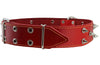 Real Leather Red Spiked Dog Collar Spikes, 1.85" Wide. Fits 22"-26" Neck, XLarge Breeds