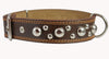 Genuine 1.6" Wide Thick Leather Studs Dog Collar Brown. Fits 19"-24" Neck, Rottweiler, Pit Bull.