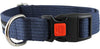 Cotton Web Adjustable Dog Collar with Locking Device 4 Sizes Blue