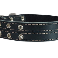 Genuine Leather Dog Collar, Padded, Black 1.5" Wide. Fits 22.5"-26.5" neck size Great Dane Mastiff