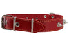 Grey Real Leather Red Spiked Dog Collar Spikes, 1.25" Wide. Fits 15.5"-20" Neck, Medium Breeds