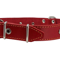 Grey Real Leather Red Spiked Dog Collar Spikes, 1.25" Wide. Fits 15.5"-20" Neck, Medium Breeds