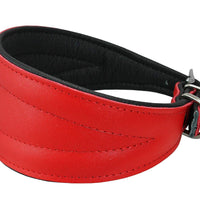 Dogs My Love Real Leather Extra Wide Padded Tapered Dog Collar Red