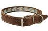 Training Pinch and Genuine Leather Studded Dog Collar Fits 18"-22" Neck Brown 25.5"x1.5" Wide