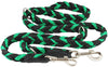 6 Way Euro Multifunctional Braided Dog Leash, Adjustable Schutzhund Lead 42"-68" Long 4 Sizes Green