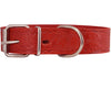 Genuine Tooled Leather Dog Collar Floral Pattern Red 3 Sizes