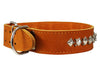 Genuine Leather Spiked Studded Dog Collar Brown Fit 18"-22" Neck 2" Wide Retriever, Doberman