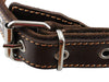 Genuine Leather Braided Studded Dog Collar, Brown 1.5" Wide. Fits 17"-22" Neck.