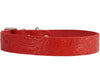 Genuine Tooled Leather Dog Collar Floral Pattern Red 3 Sizes