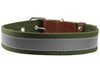 Cotton Web/Leather Reflective Dog Collar 20" Long 1" Wide Fits 14"-18" Neck, Basset Hound, Retriever