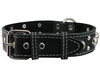 Black Real 1.5" Wide Thick Leather Studded Dog Collar. Fits 17"-21.5" Neck, Large Breeds.
