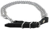 Double Metal Chain 1/2" Wide Genuine Leather Straps Dog Collar