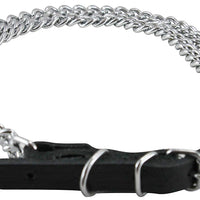Double Metal Chain 1/2" Wide Genuine Leather Straps Dog Collar