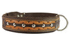 Genuine Leather Braided Studded Dog Collar, Brown 1.75" Wide. Fits 22"-27" Neck, XLarge.