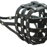 Real Leather Dog Basket Muzzle #113 Black (Circumference 16", Snout Length 4") Mastiff, Newfoundland
