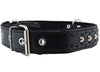 Genuine Leather Braided Studded Dog Collar, Black 1.6" Wide. Fits 19"-24" Neck, Large