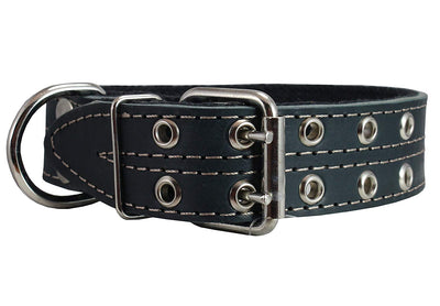 Genuine Leather Dog Collar, Padded, Black 1.5